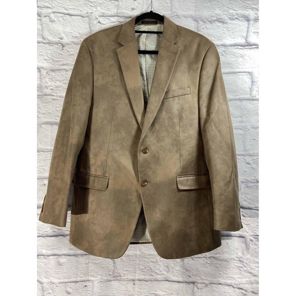 Lauren Ralph Lauren Jacket Mens 42L Brown Blazer Microfiber Long Sleeves Cotton